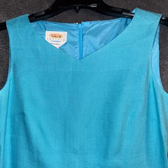 Talbots Blue Irish Linen Sleeveless Mini Dress Size 6P - Picture 4 of 8